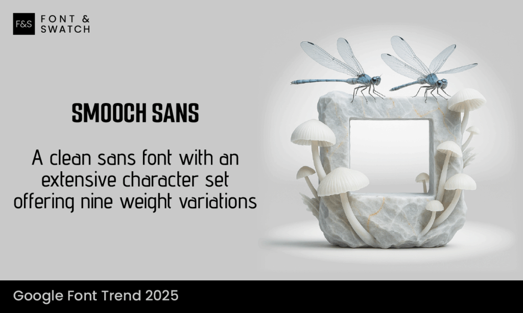 Smooch Sans, A clean sans font with an extensive character set offering nine weight variations