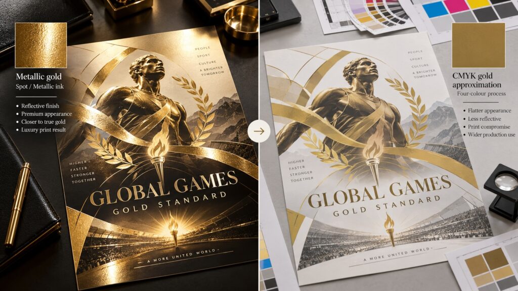 Metallic Gold versus Flat Gold